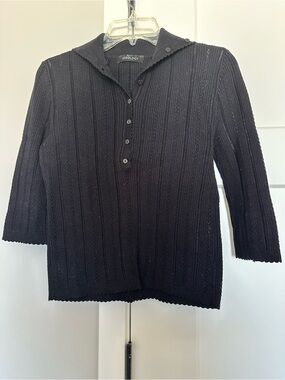 Ideology Women’s Black V-Neck Button Pullover Sweater XS 100% cotton
